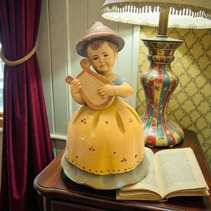 Vintage Anri Thorens Music Box Girl with Harp